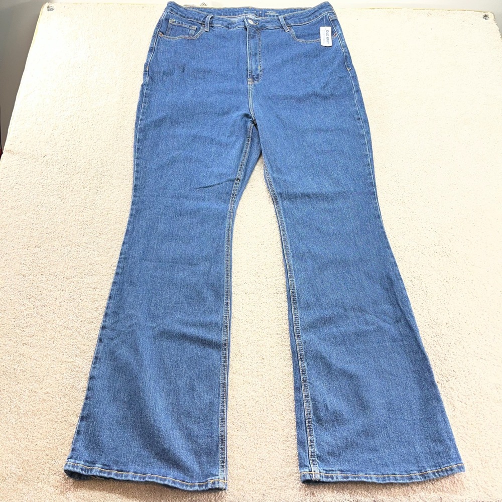 Old‎ Navy Flare Jeans Womens 16 Blue Higher High-Rise Secret-Smooth Pockets NWT